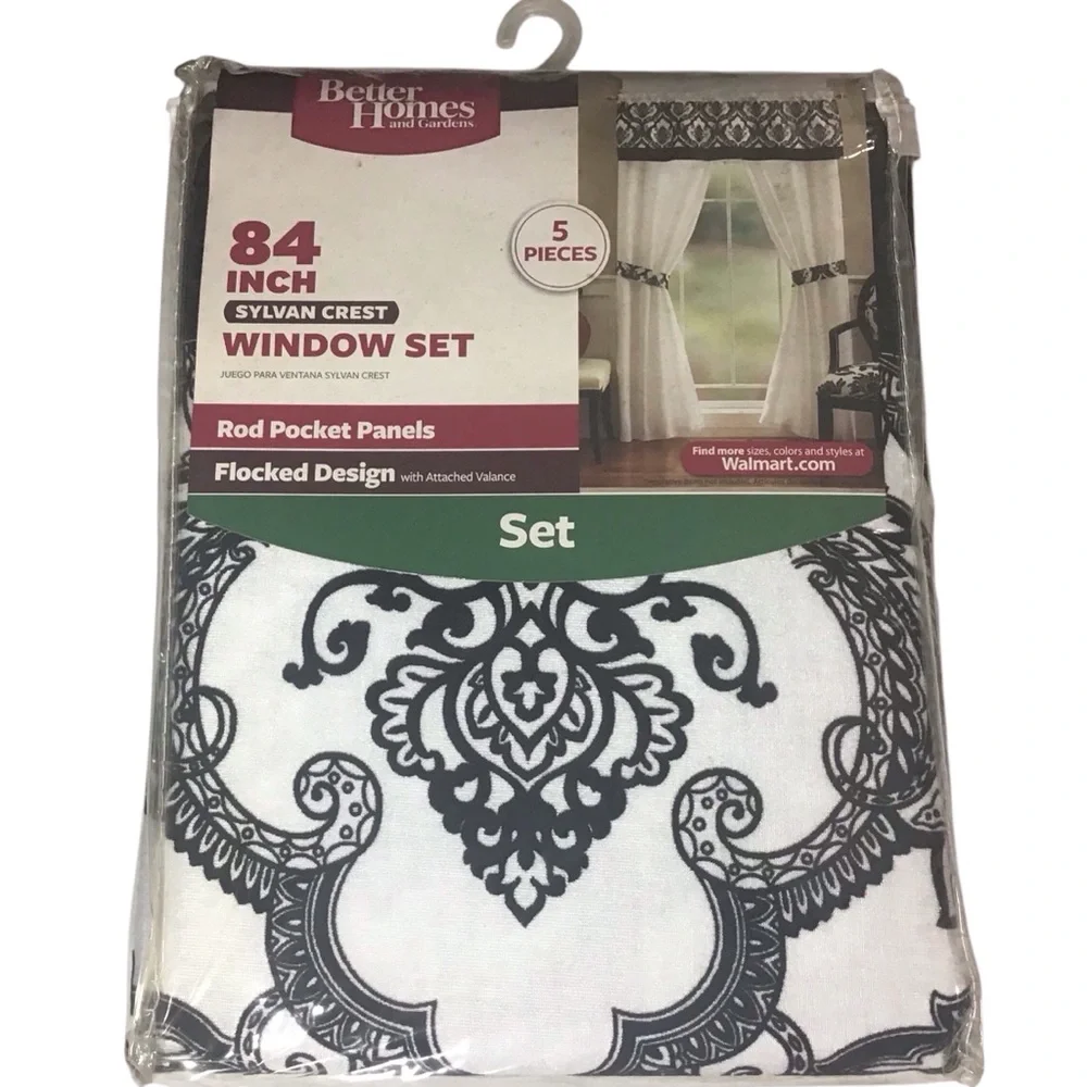 Better Homes Set Window Curtains Drapes 5 Pieces 84 in Rod Pocket Sylvan Crest
